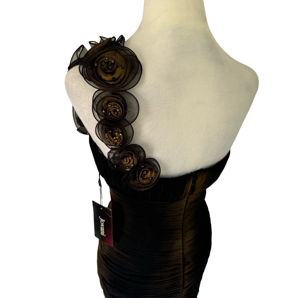 Jovani Junior Prom Dress Vintage Black Rosette One Shoulder Short Retro 90s Sz 8 - Picture 7 of 16